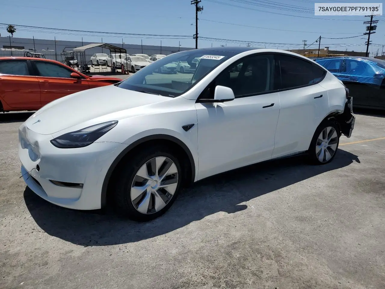 2023 Tesla Model Y VIN: 7SAYGDEE7PF791135 Lot: 61653345