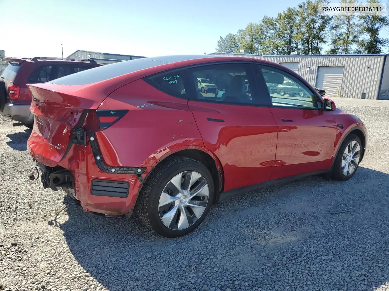 2023 Tesla Model Y VIN: 7SAYGDEE0PF836111 Lot: 62184755