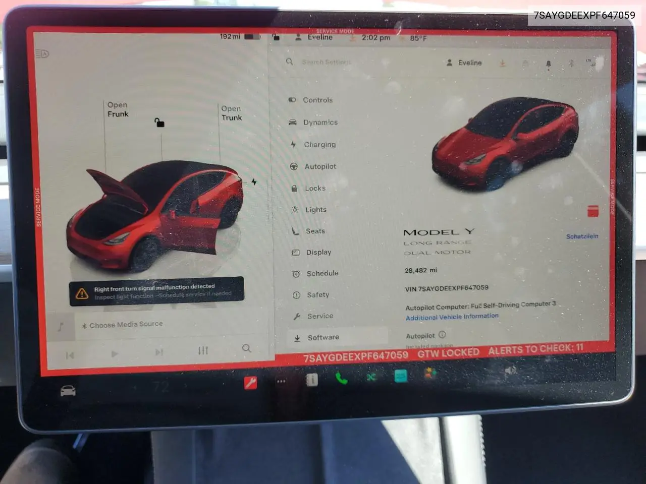 2023 Tesla Model Y VIN: 7SAYGDEEXPF647059 Lot: 62734605