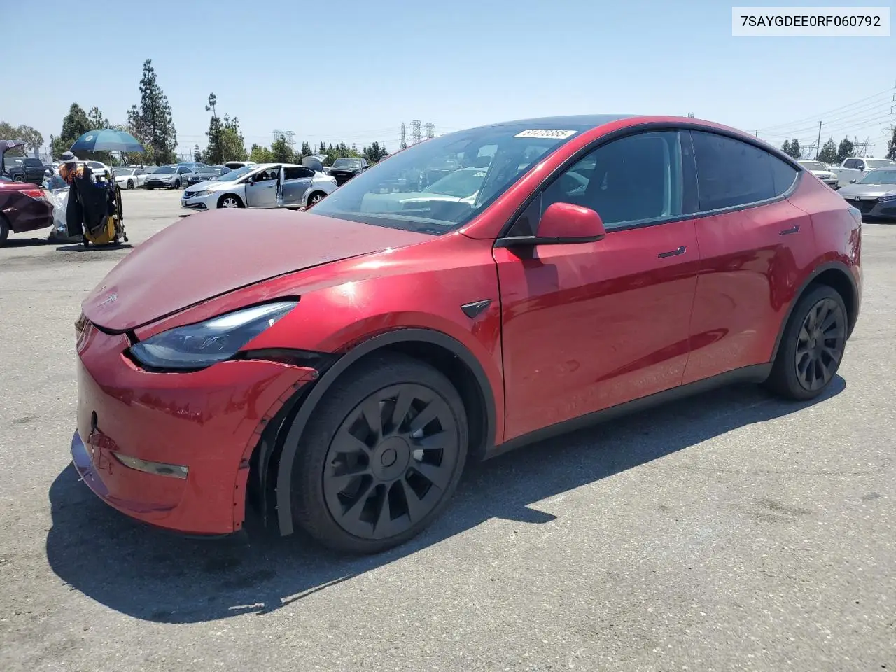 2024 Tesla Model Y VIN: 7SAYGDEE0RF060792 Lot: 61470355