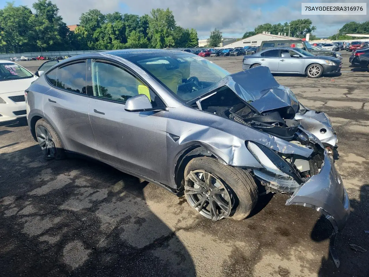 2024 Tesla Model Y VIN: 7SAYGDEE2RA316976 Lot: 64211405