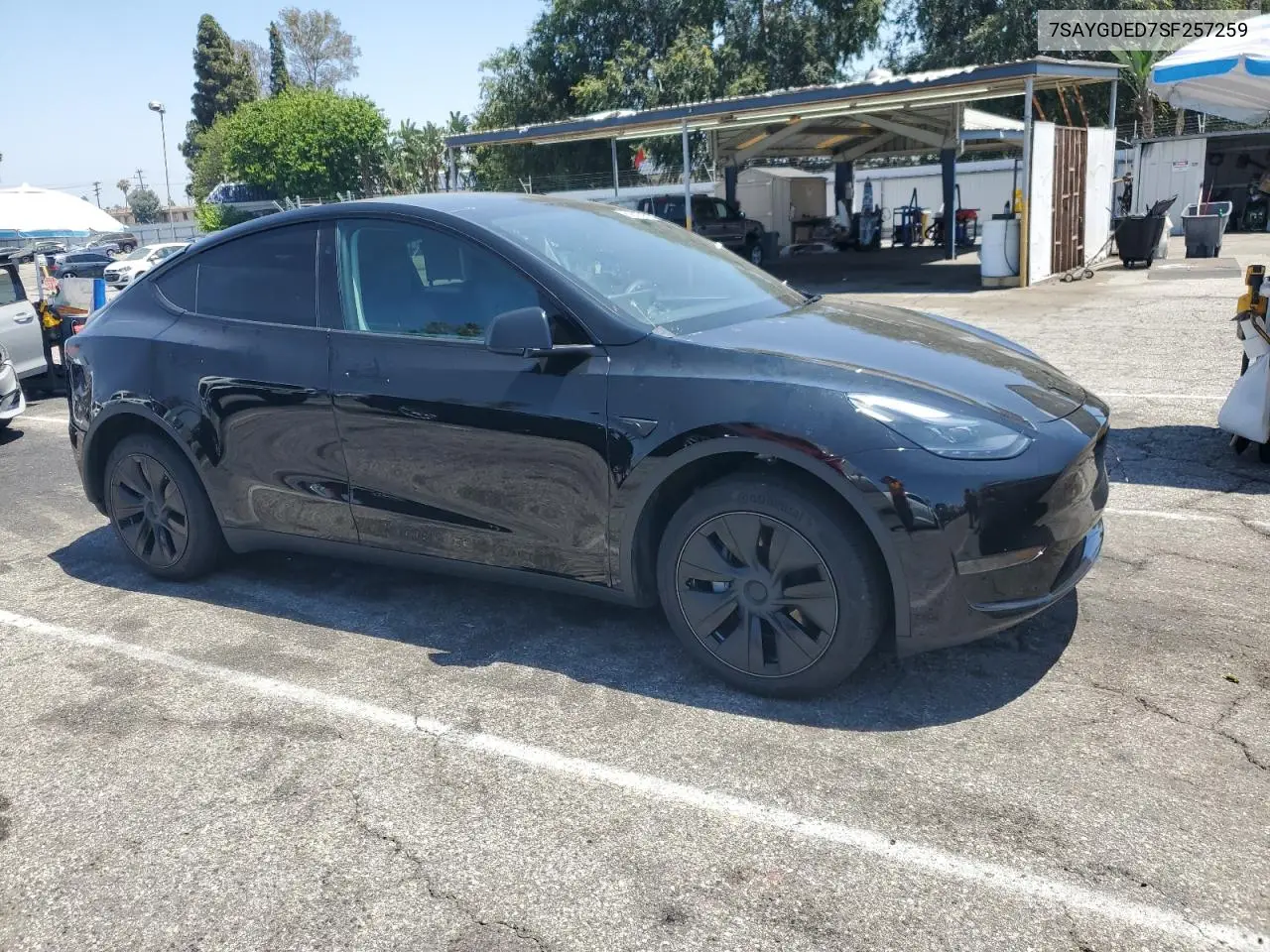 2025 Tesla Model Y VIN: 7SAYGDED7SF257259 Lot: 62929315