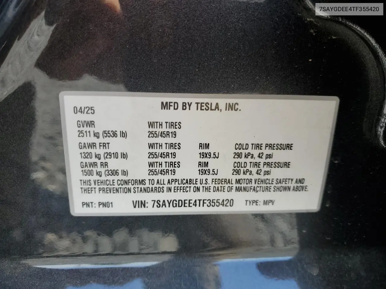 2026 Tesla Model Y VIN: 7SAYGDEE4TF355420 Lot: 64839075