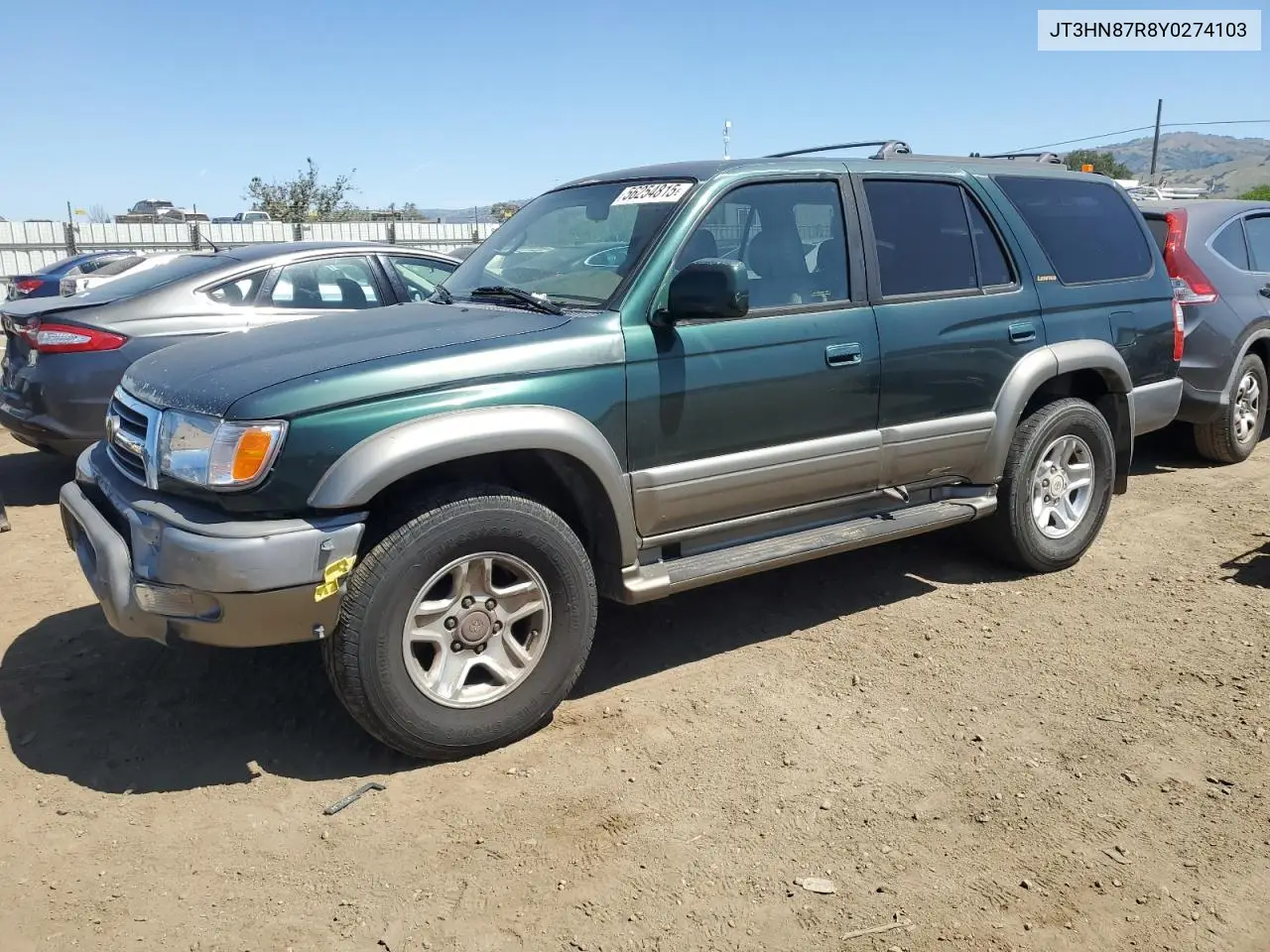 2000 Toyota 4Runner Limited VIN: JT3HN87R8Y0274103 Lot: 56254815