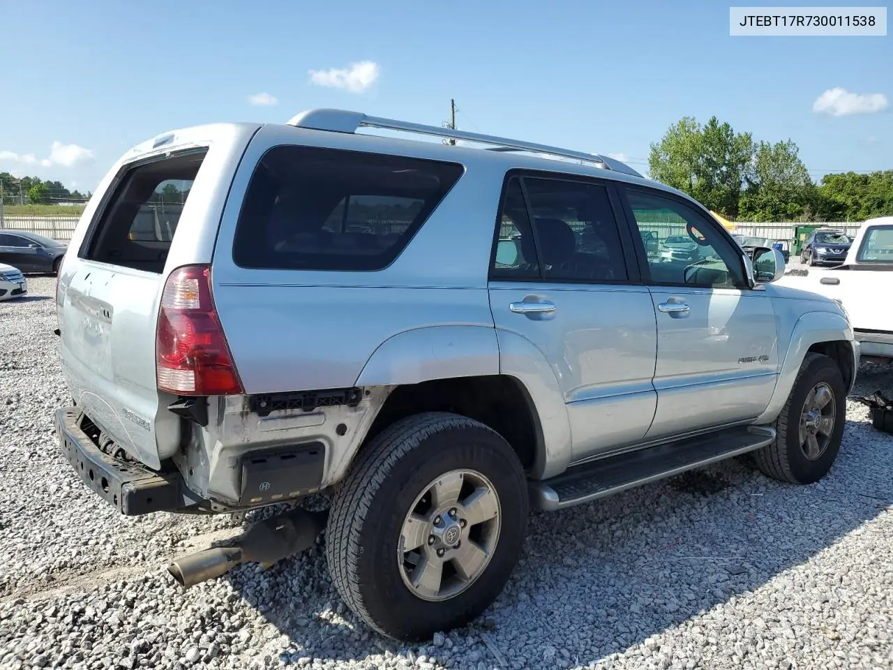 2003 Toyota 4Runner Limited VIN: JTEBT17R730011538 Lot: 65351395