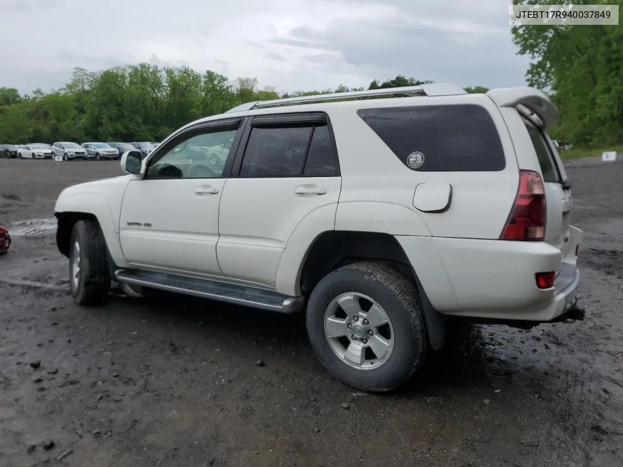 2004 Toyota 4Runner Limited VIN: JTEBT17R940037849 Lot: 56671715