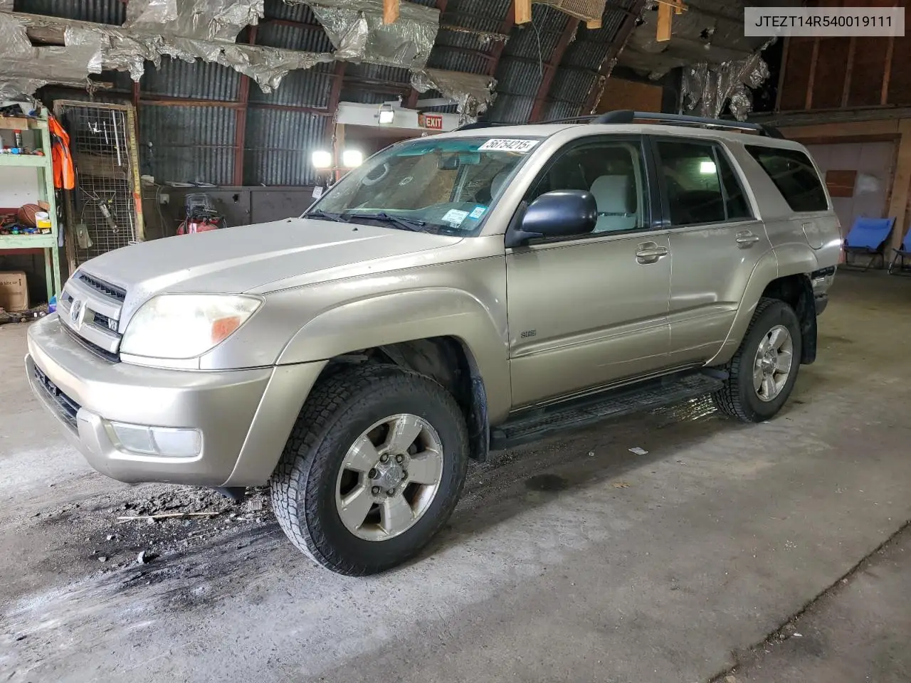 2004 Toyota 4Runner Sr5 VIN: JTEZT14R540019111 Lot: 56754215
