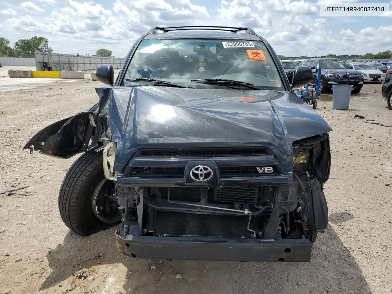 2004 Toyota 4Runner Sr5 VIN: JTEBT14R940037418 Lot: 63000785
