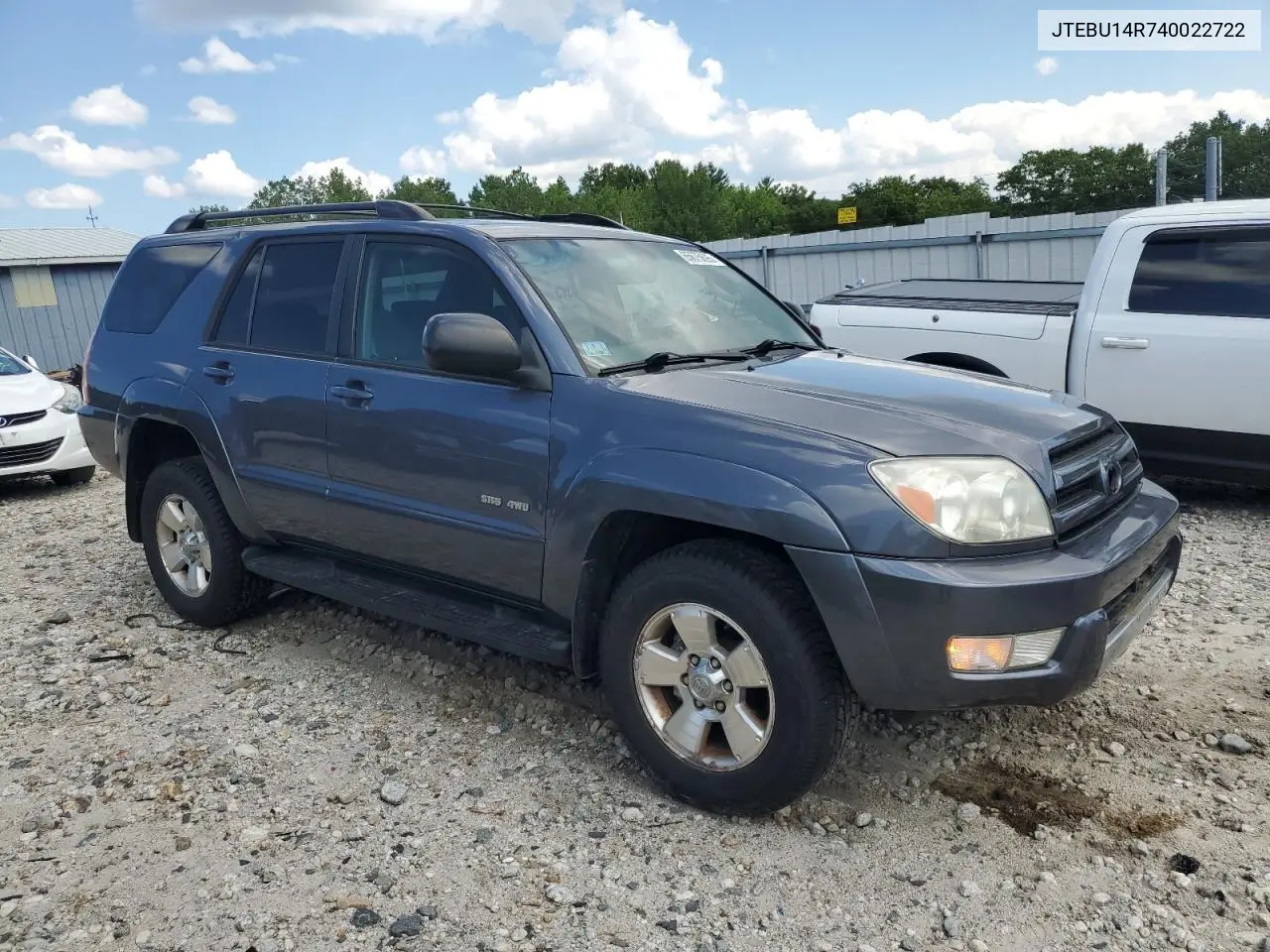 2004 Toyota 4Runner Sr5 VIN: JTEBU14R740022722 Lot: 65675695