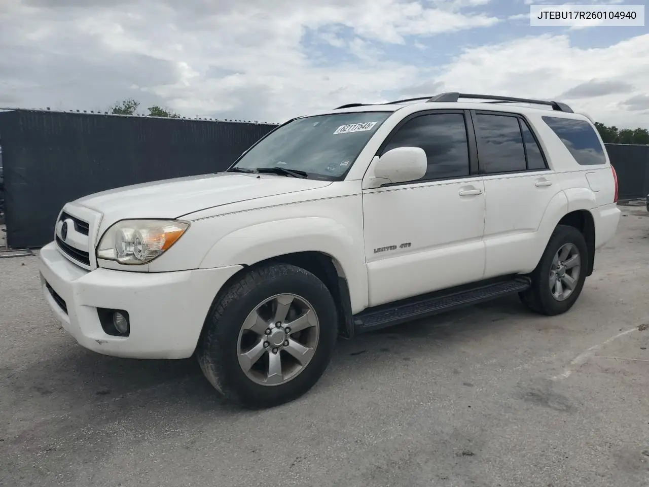 2006 Toyota 4Runner Limited VIN: JTEBU17R260104940 Lot: 62117545