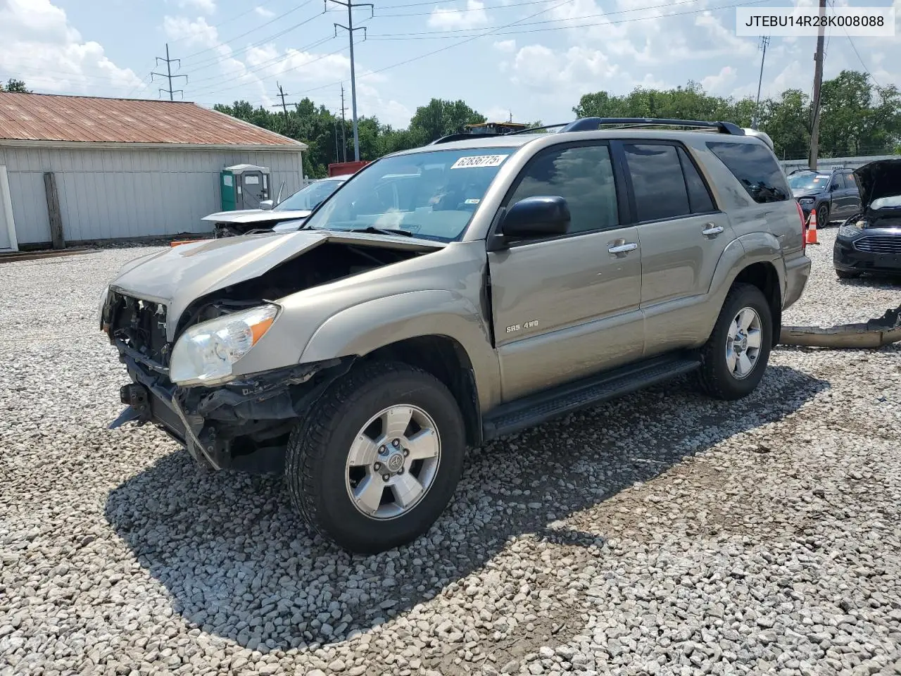 2008 Toyota 4Runner Sr5 VIN: JTEBU14R28K008088 Lot: 62836775