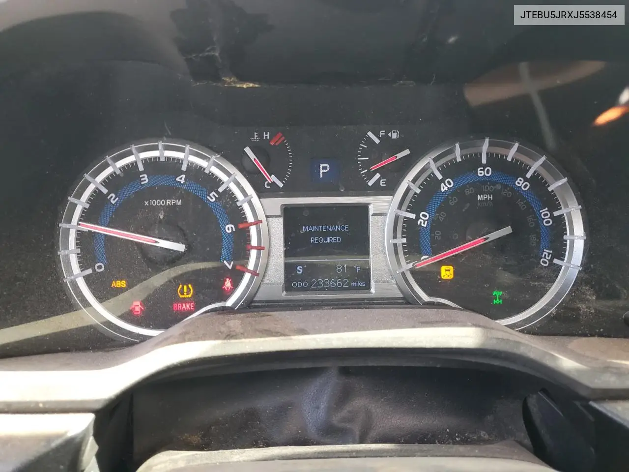 2018 Toyota 4Runner Sr5/Sr5 Premium VIN: JTEBU5JRXJ5538454 Lot: 56372475