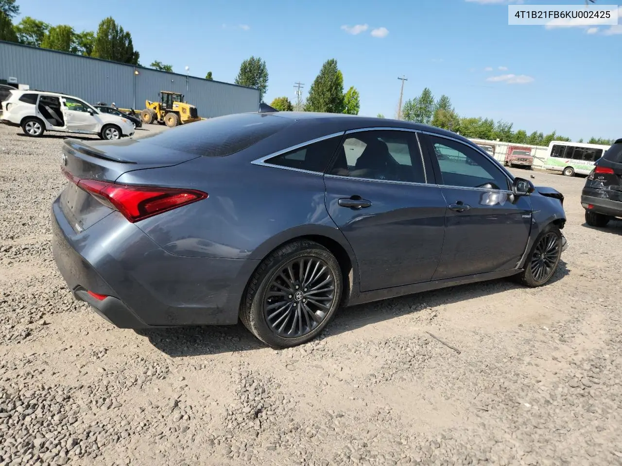 2019 Toyota Avalon Xle VIN: 4T1B21FB6KU002425 Lot: 61175715