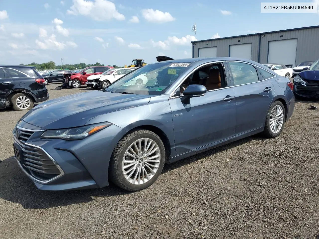2019 Toyota Avalon Xle VIN: 4T1B21FB5KU004540 Lot: 62929665