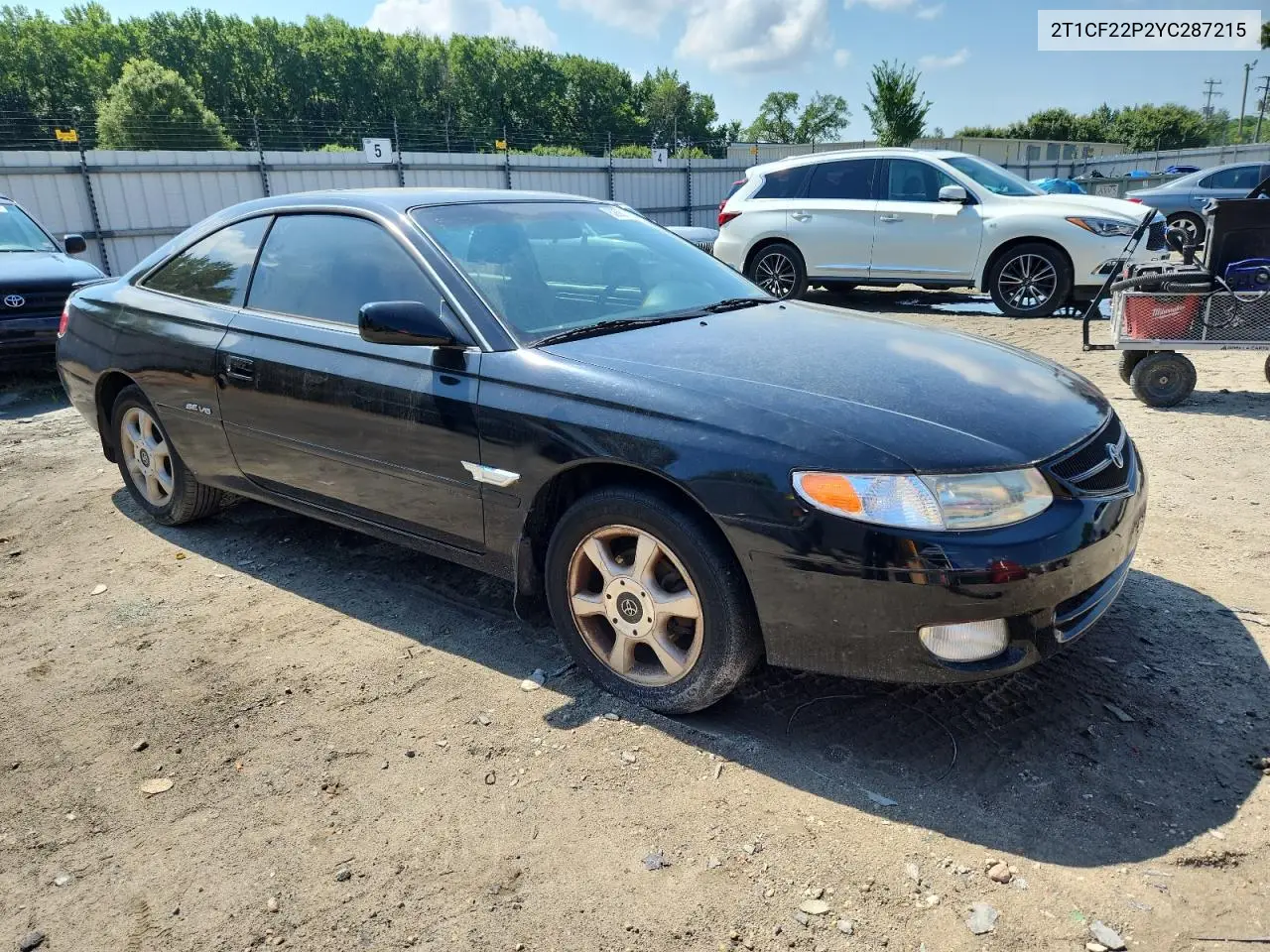 2000 Toyota Camry Solara Se VIN: 2T1CF22P2YC287215 Lot: 62661435