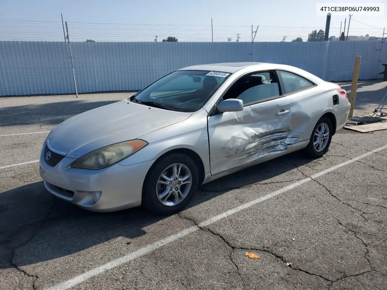 2006 Toyota Camry Solara Se VIN: 4T1CE38P06U749993 Lot: 62883415