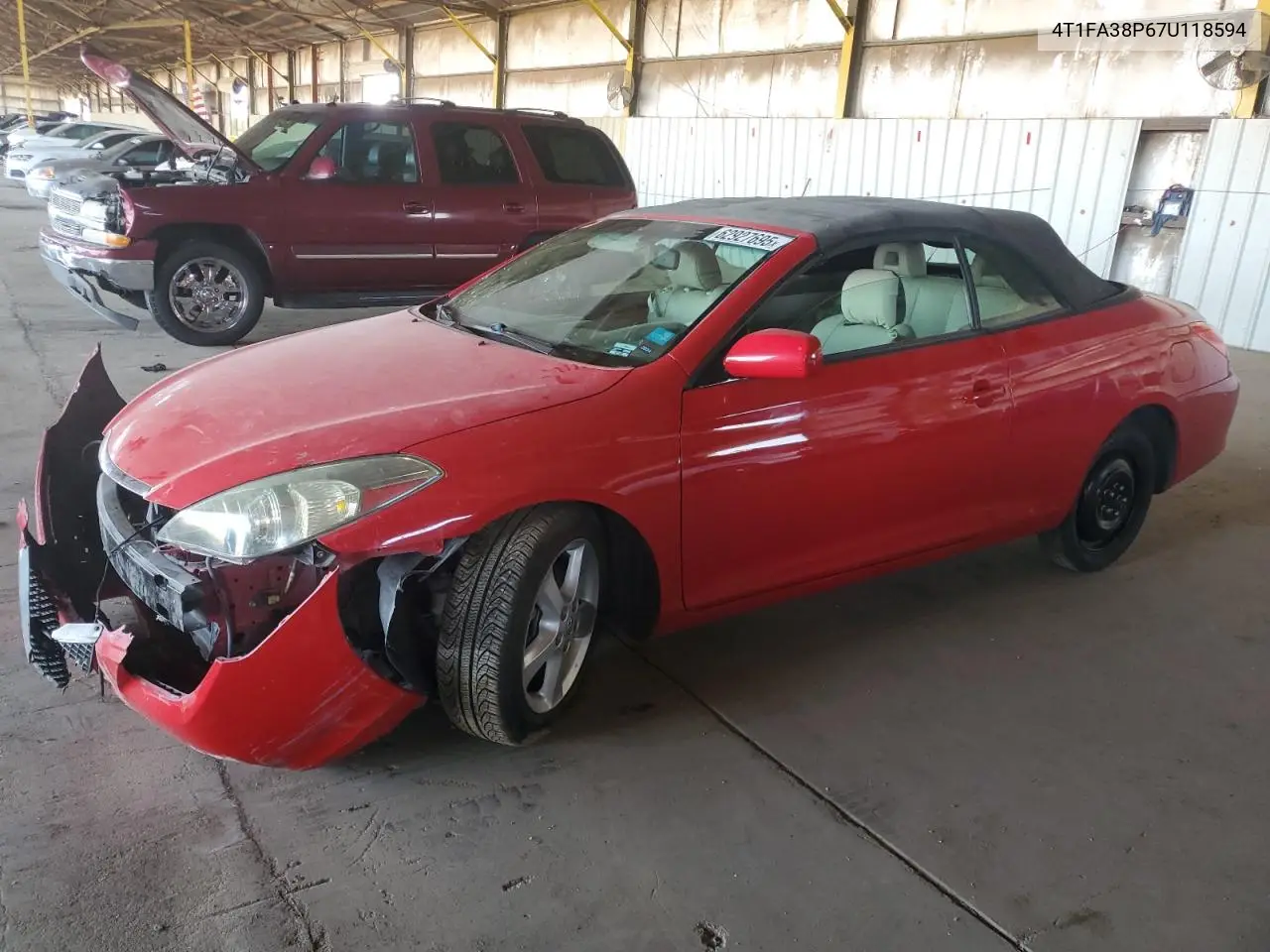 2007 Toyota Camry Solara Se VIN: 4T1FA38P67U118594 Lot: 62927695