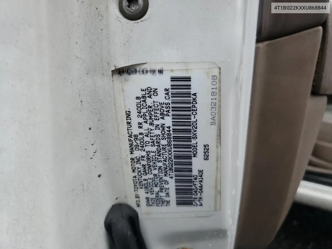 1999 Toyota Camry Ce VIN: 4T1BG22KXXU868844 Lot: 62736615