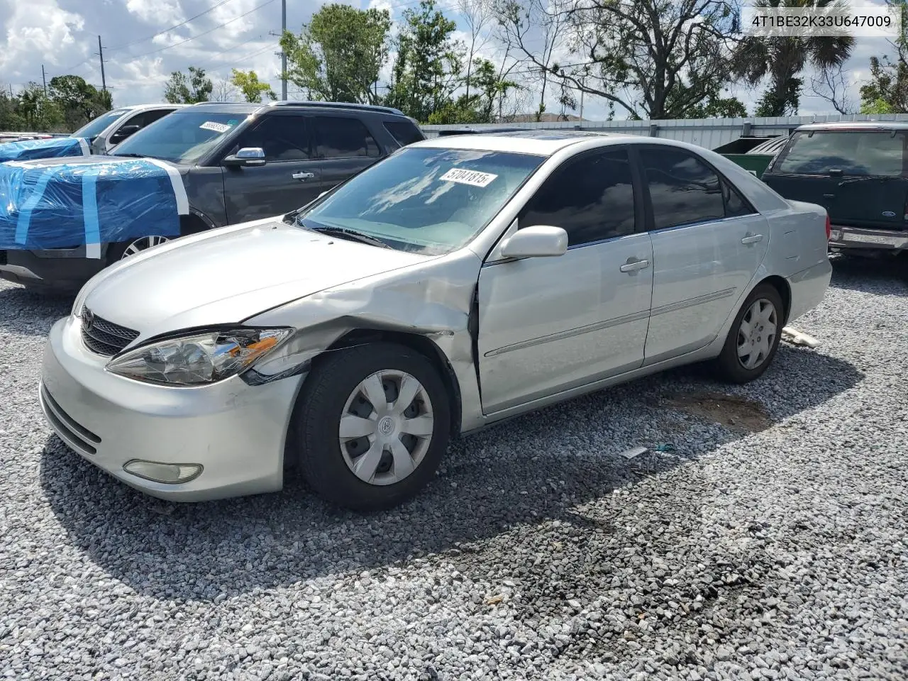 2003 Toyota Camry Le VIN: 4T1BE32K33U647009 Lot: 57041815