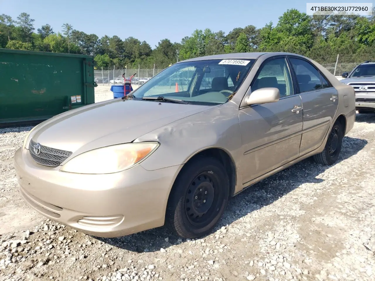 2003 Toyota Camry Le VIN: 4T1BE30K23U772960 Lot: 57078995