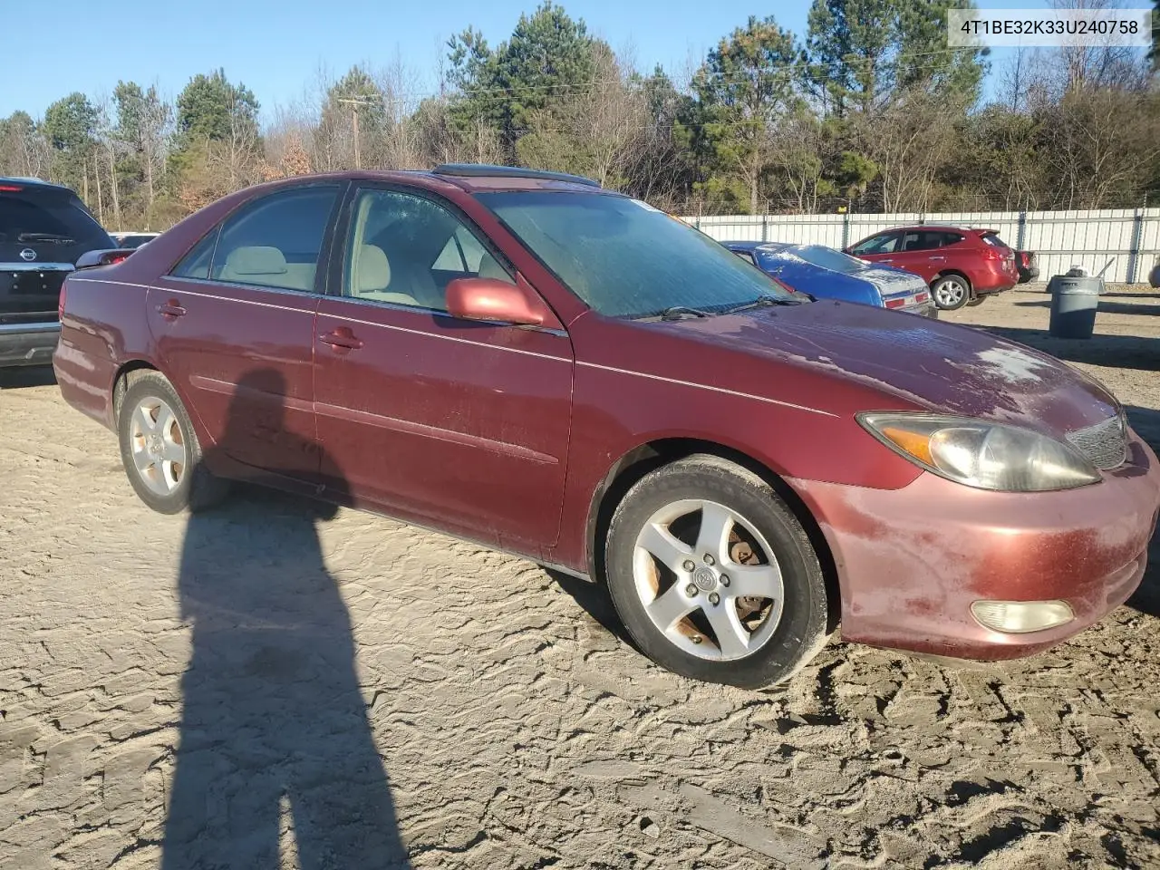 2003 Toyota Camry Le VIN: 4T1BE32K33U240758 Lot: 57080135