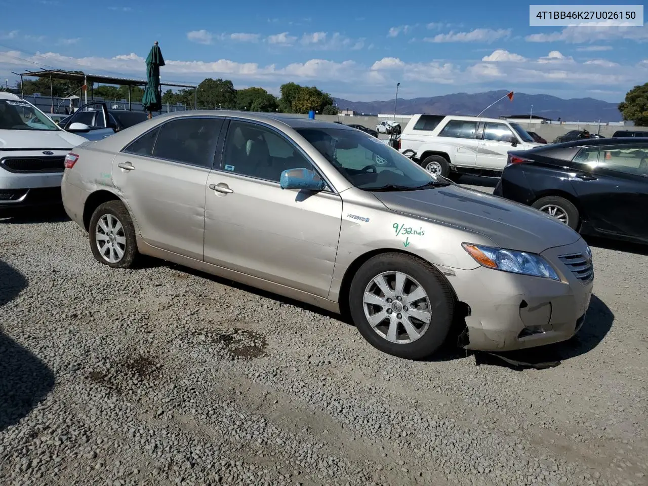 2007 Toyota Camry Hybrid VIN: 4T1BB46K27U026150 Lot: 63229715