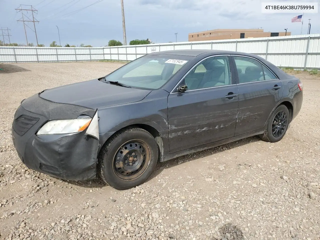 2008 Toyota Camry Ce VIN: 4T1BE46K38U759994 Lot: 57152945