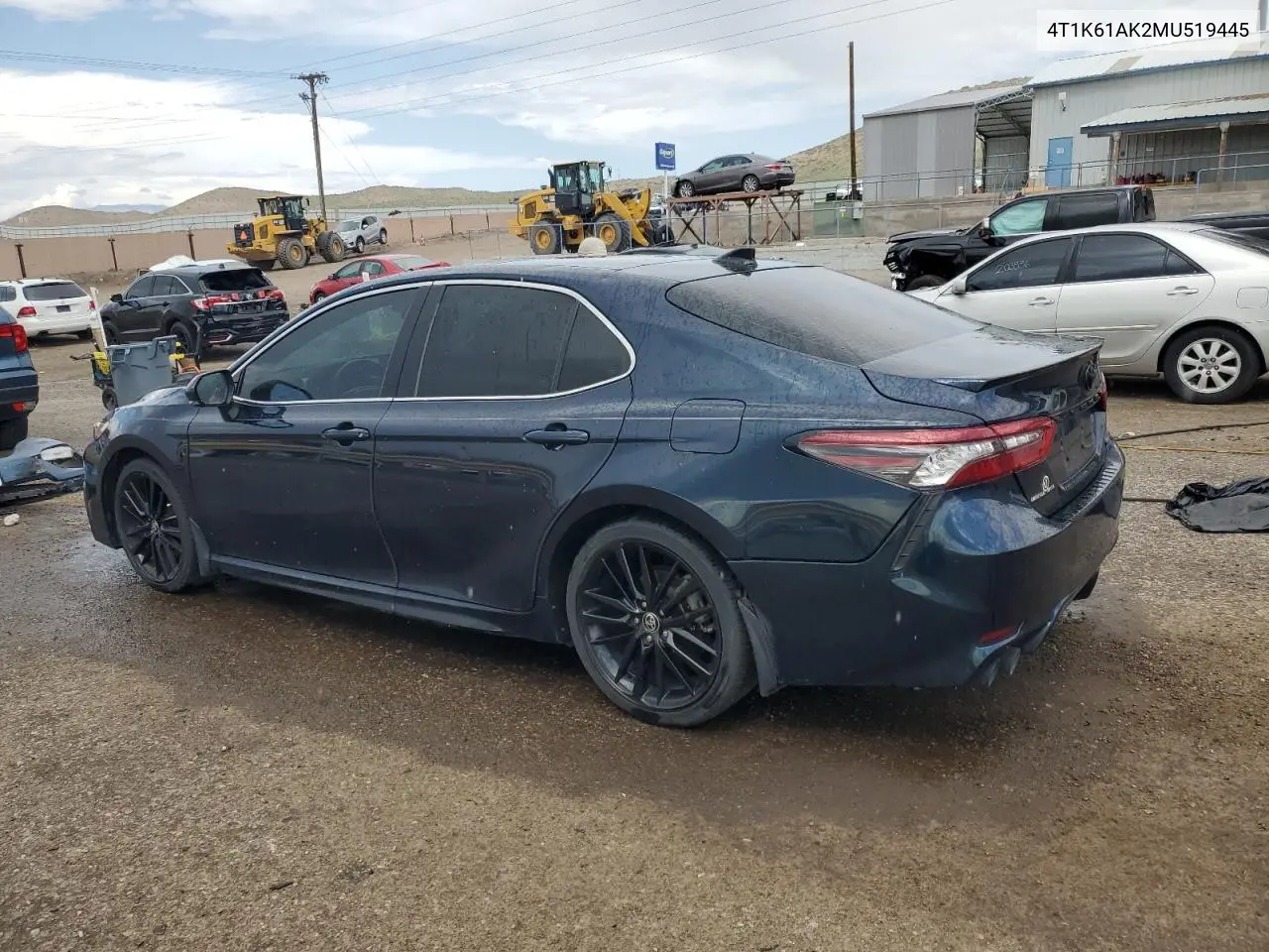 2021 Toyota Camry Xse VIN: 4T1K61AK2MU519445 Lot: 62182265