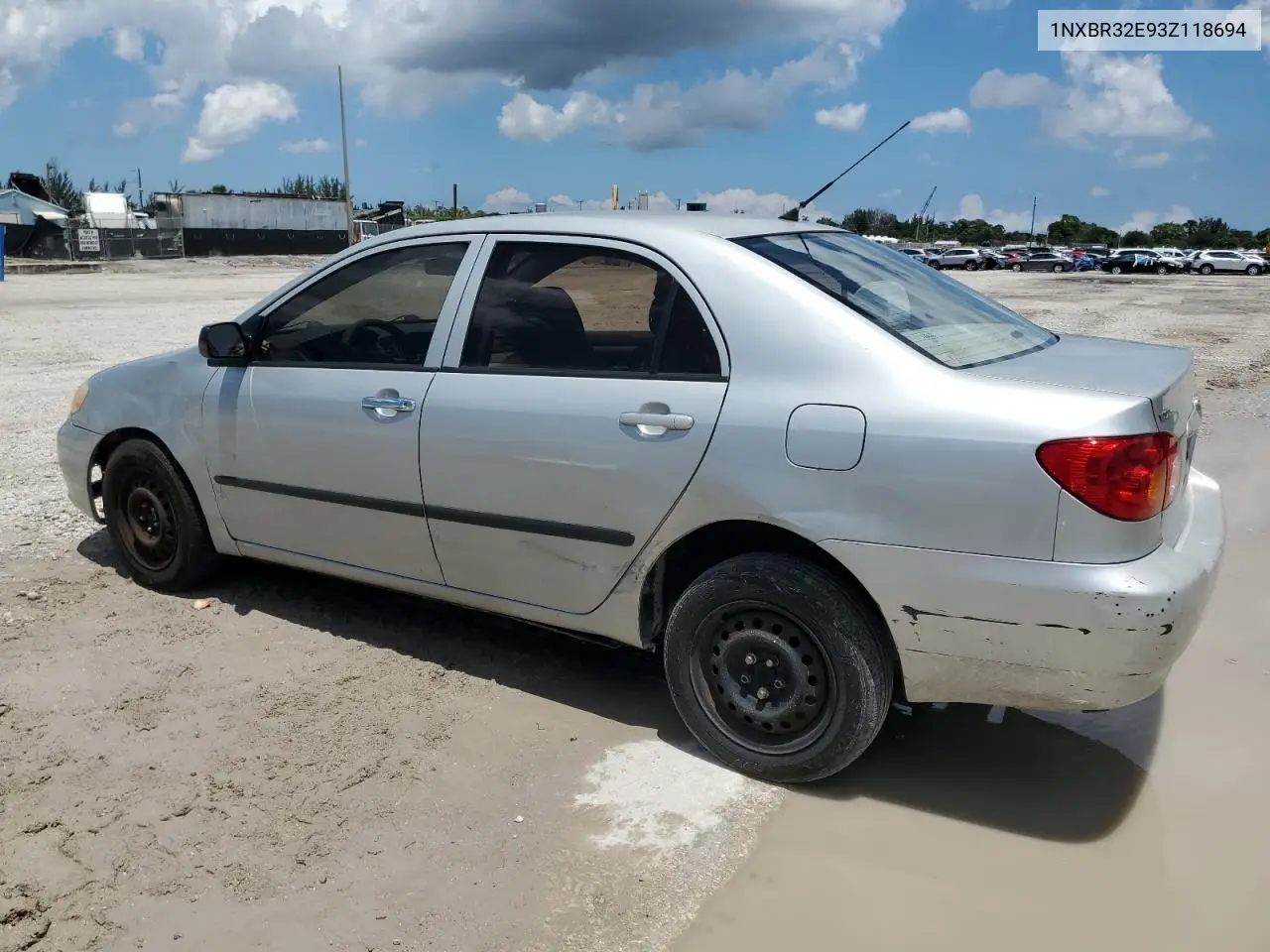 2003 Toyota Corolla Ce VIN: 1NXBR32E93Z118694 Lot: 56944935
