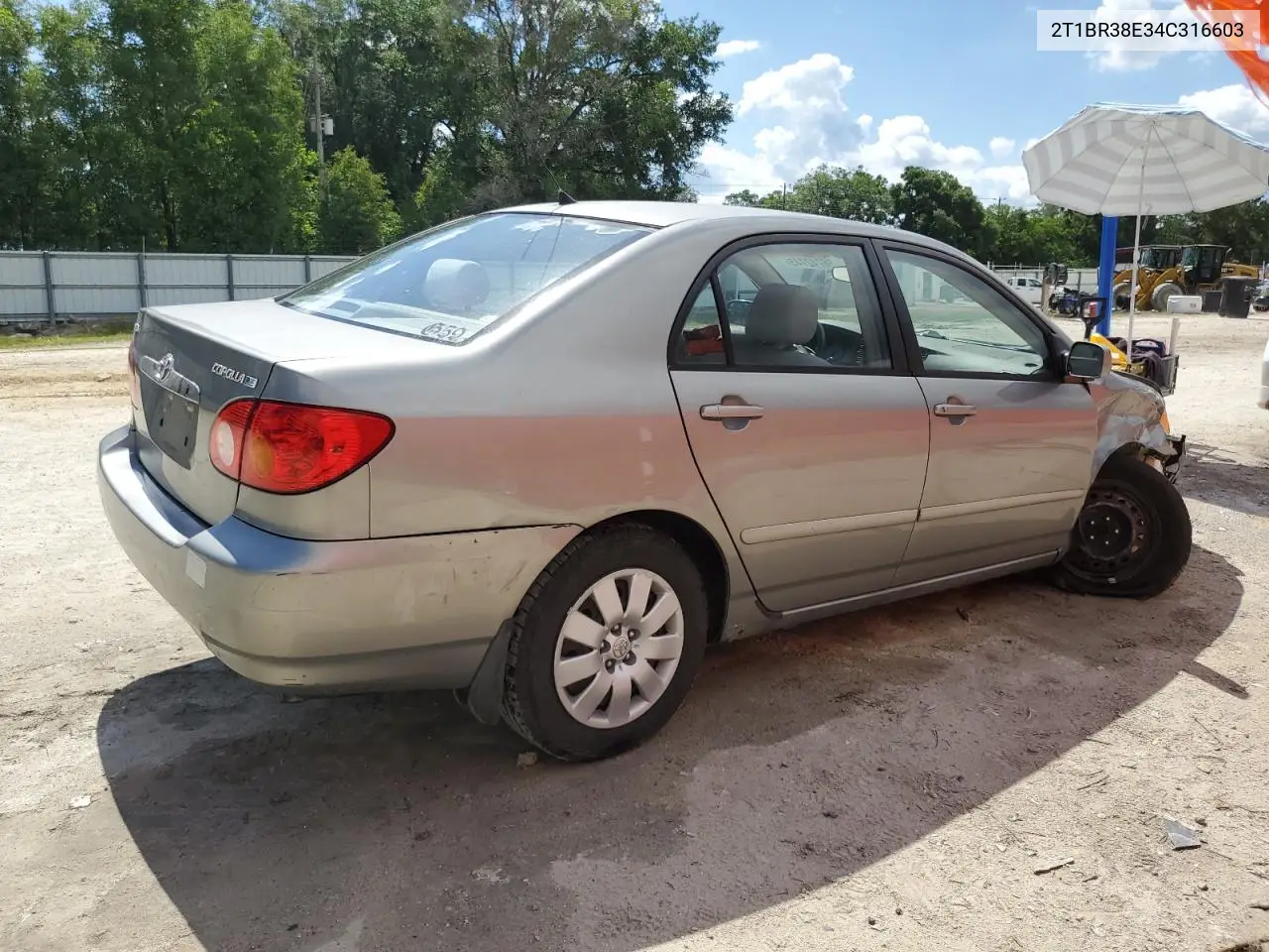 2004 Toyota Corolla Ce VIN: 2T1BR38E34C316603 Lot: 56742745