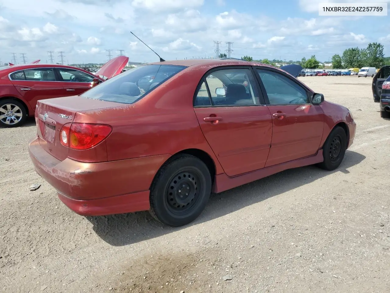 2004 Toyota Corolla Ce VIN: 1NXBR32E24Z257759 Lot: 62961115