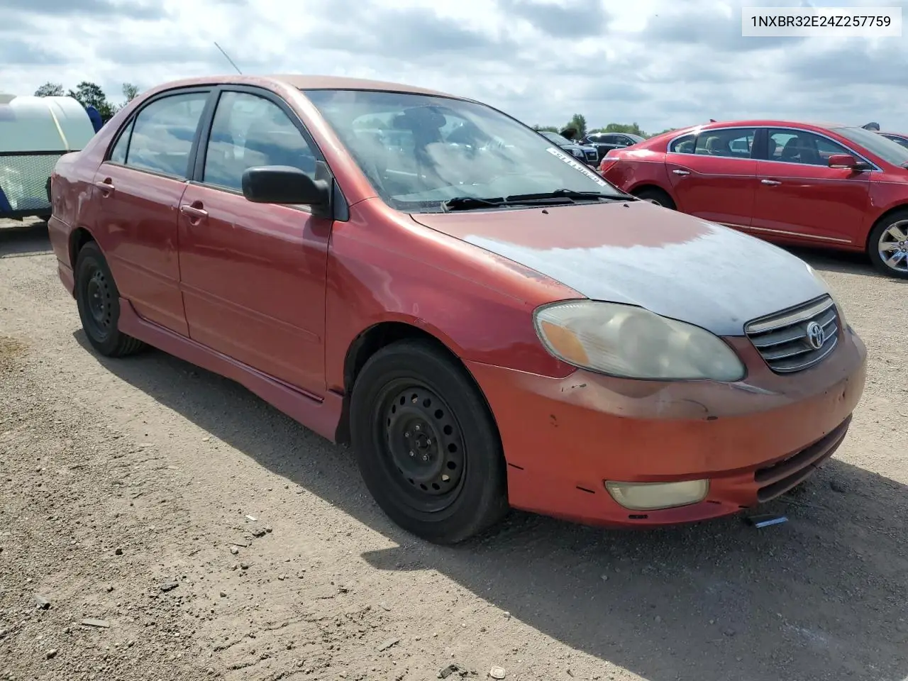 2004 Toyota Corolla Ce VIN: 1NXBR32E24Z257759 Lot: 62961115