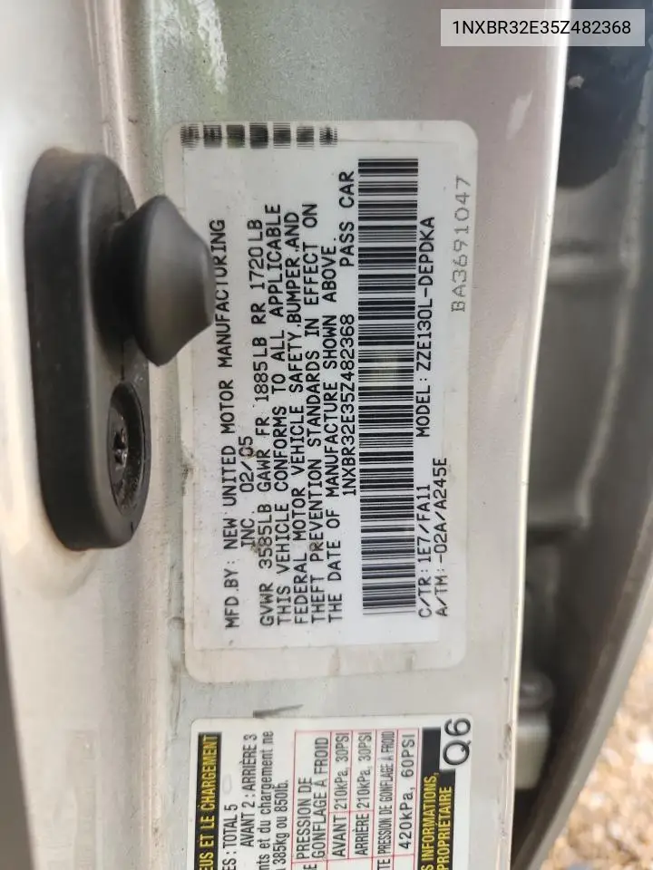 2005 Toyota Corolla Ce VIN: 1NXBR32E35Z482368 Lot: 62765975