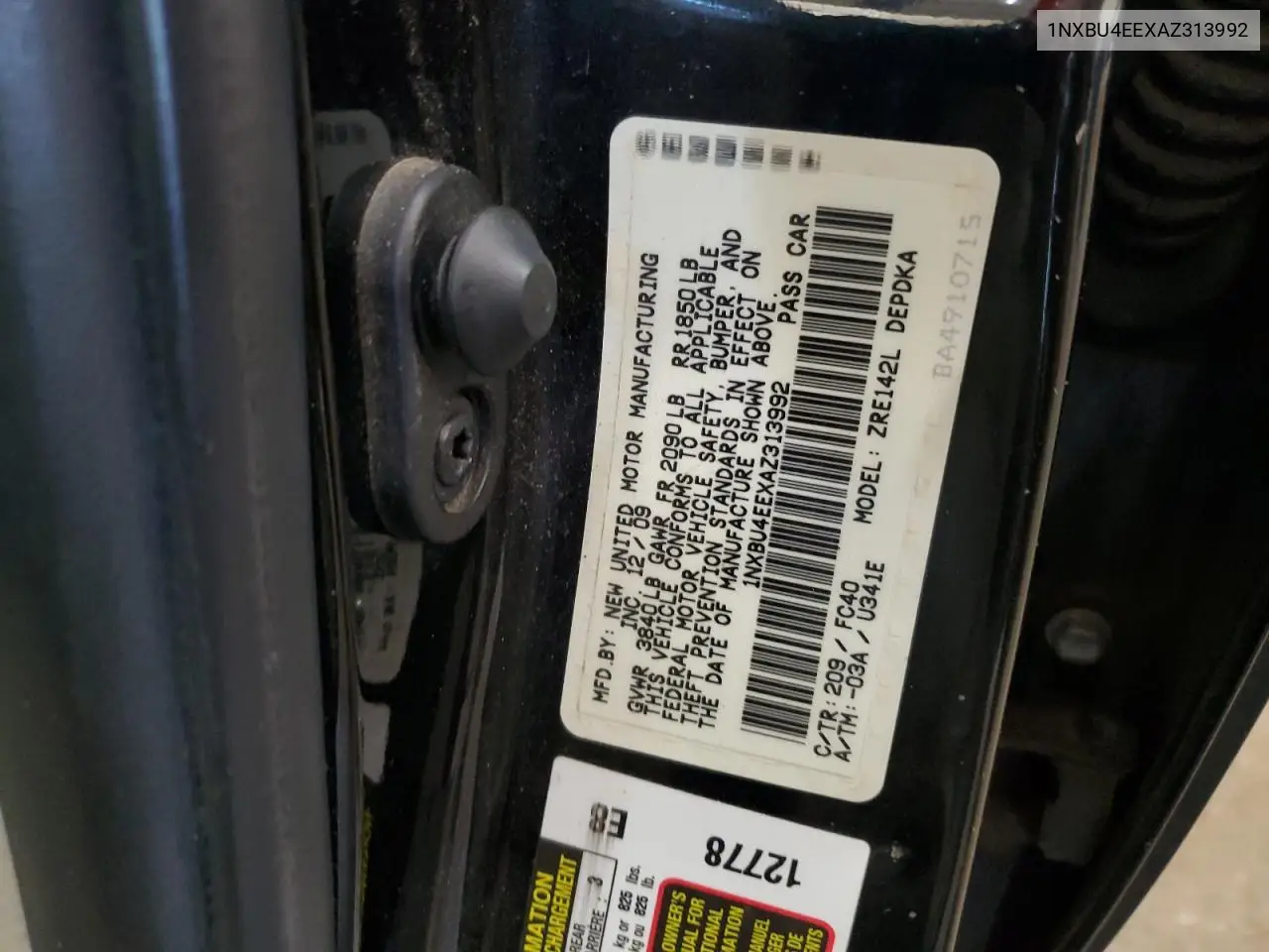 2010 Toyota Corolla Base VIN: 1NXBU4EEXAZ313992 Lot: 56987115