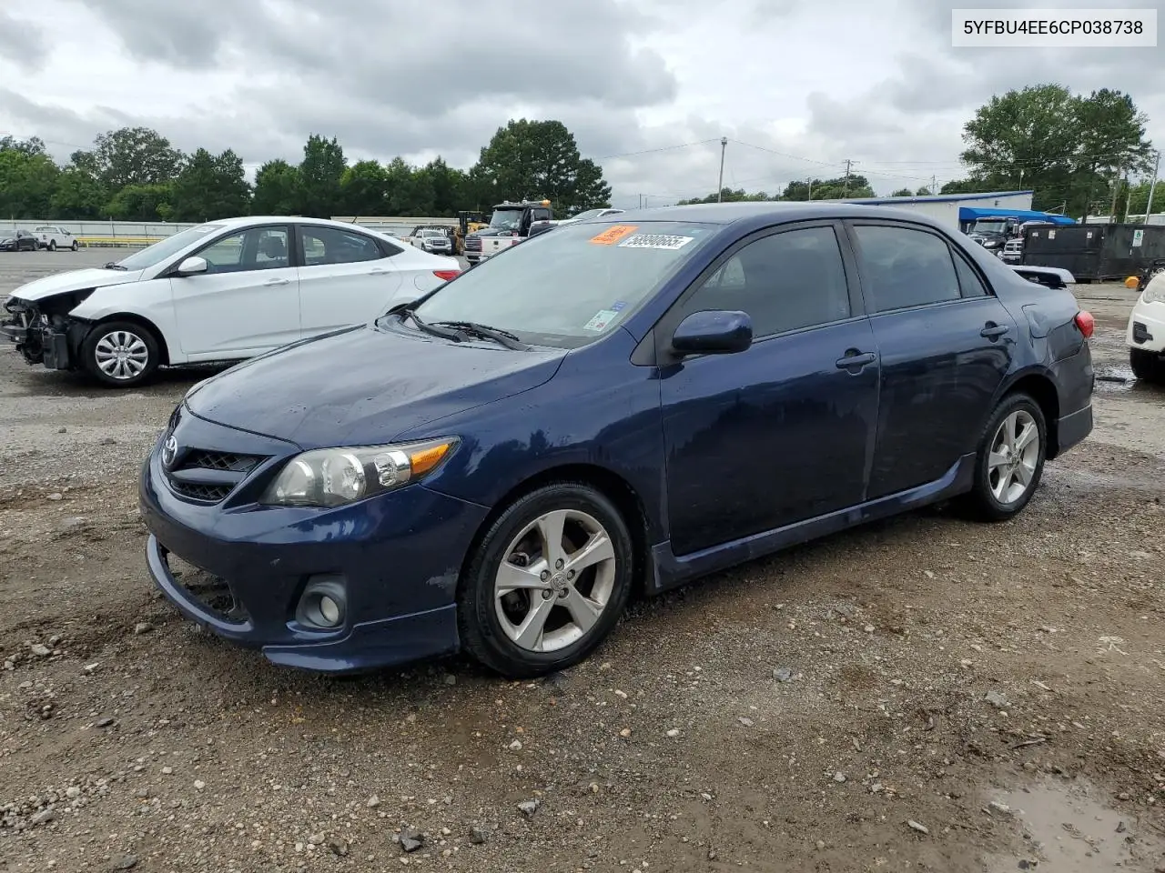 2012 Toyota Corolla Base VIN: 5YFBU4EE6CP038738 Lot: 58990665
