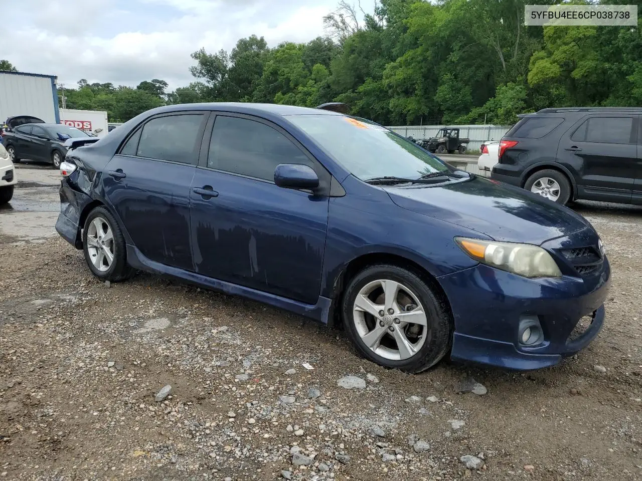 2012 Toyota Corolla Base VIN: 5YFBU4EE6CP038738 Lot: 58990665