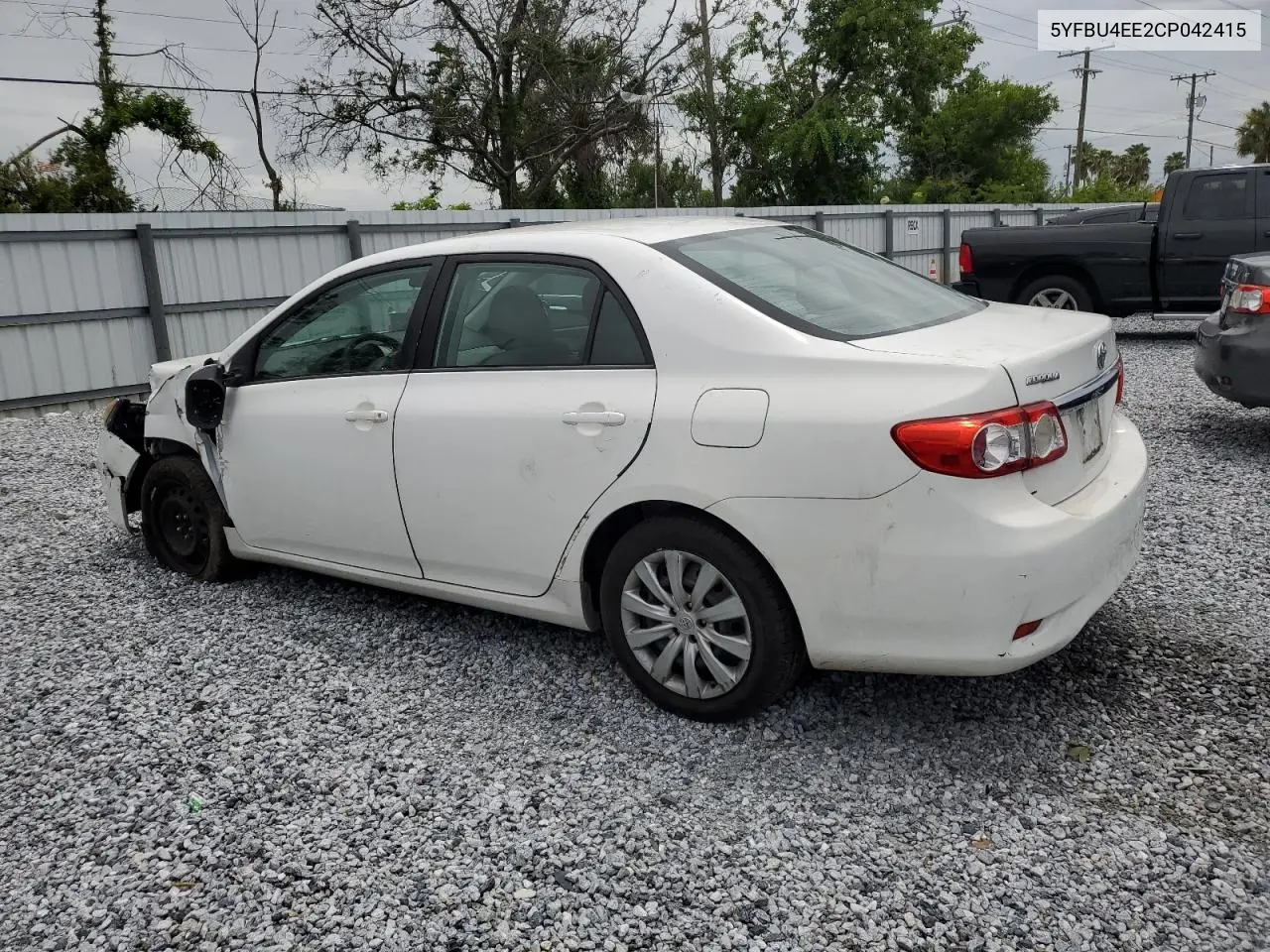 2012 Toyota Corolla Base VIN: 5YFBU4EE2CP042415 Lot: 63141055