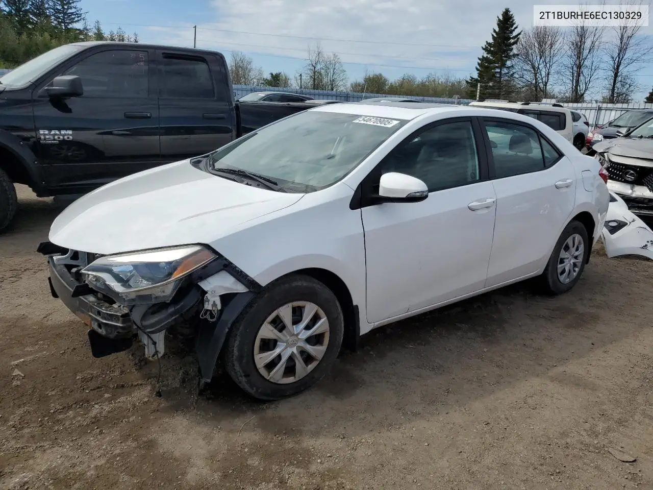 2014 Toyota Corolla L VIN: 2T1BURHE6EC130329 Lot: 54670905