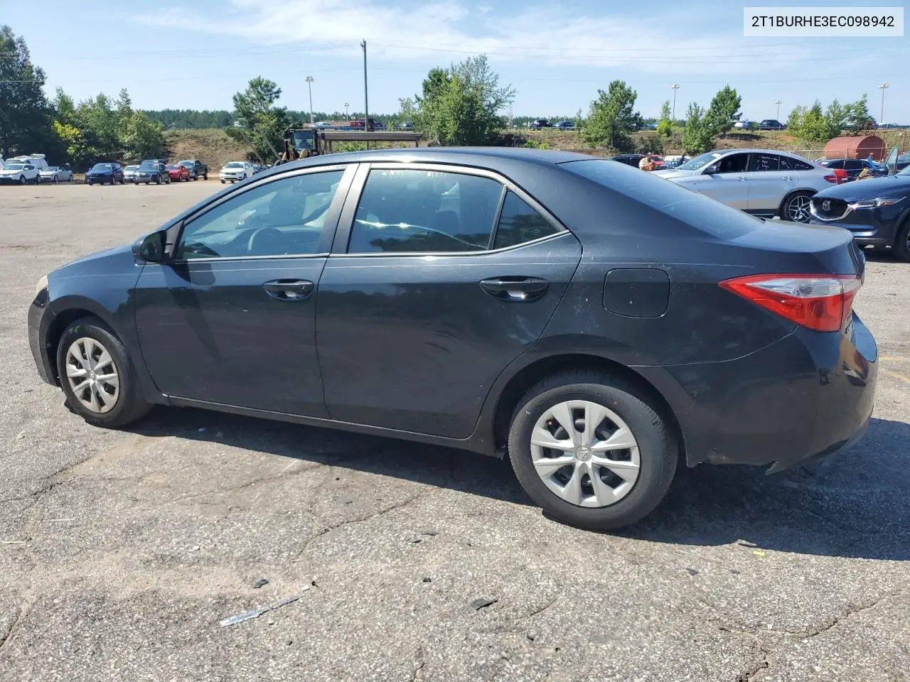 2014 Toyota Corolla L VIN: 2T1BURHE3EC098942 Lot: 61746135