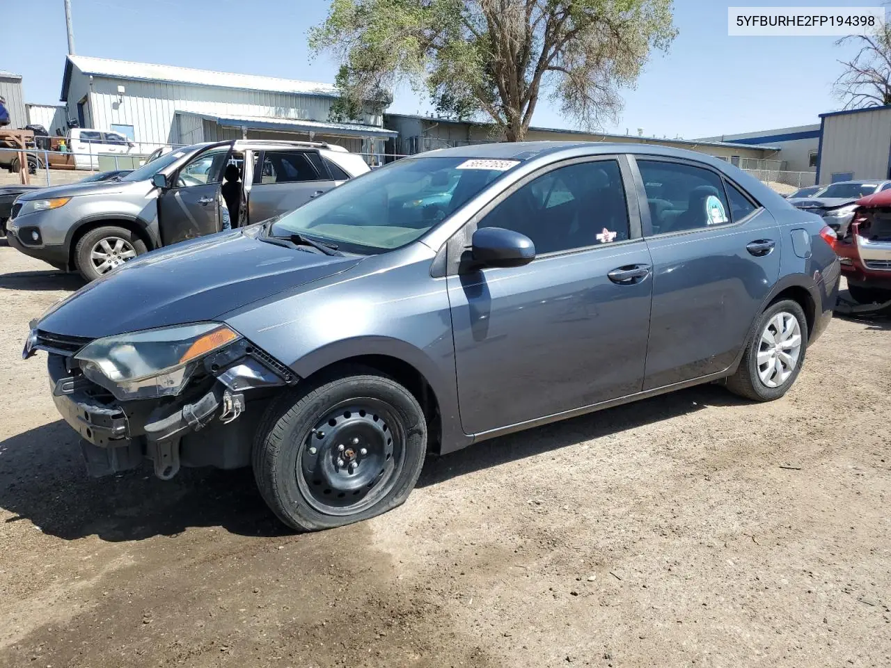 2015 Toyota Corolla L VIN: 5YFBURHE2FP194398 Lot: 56972655