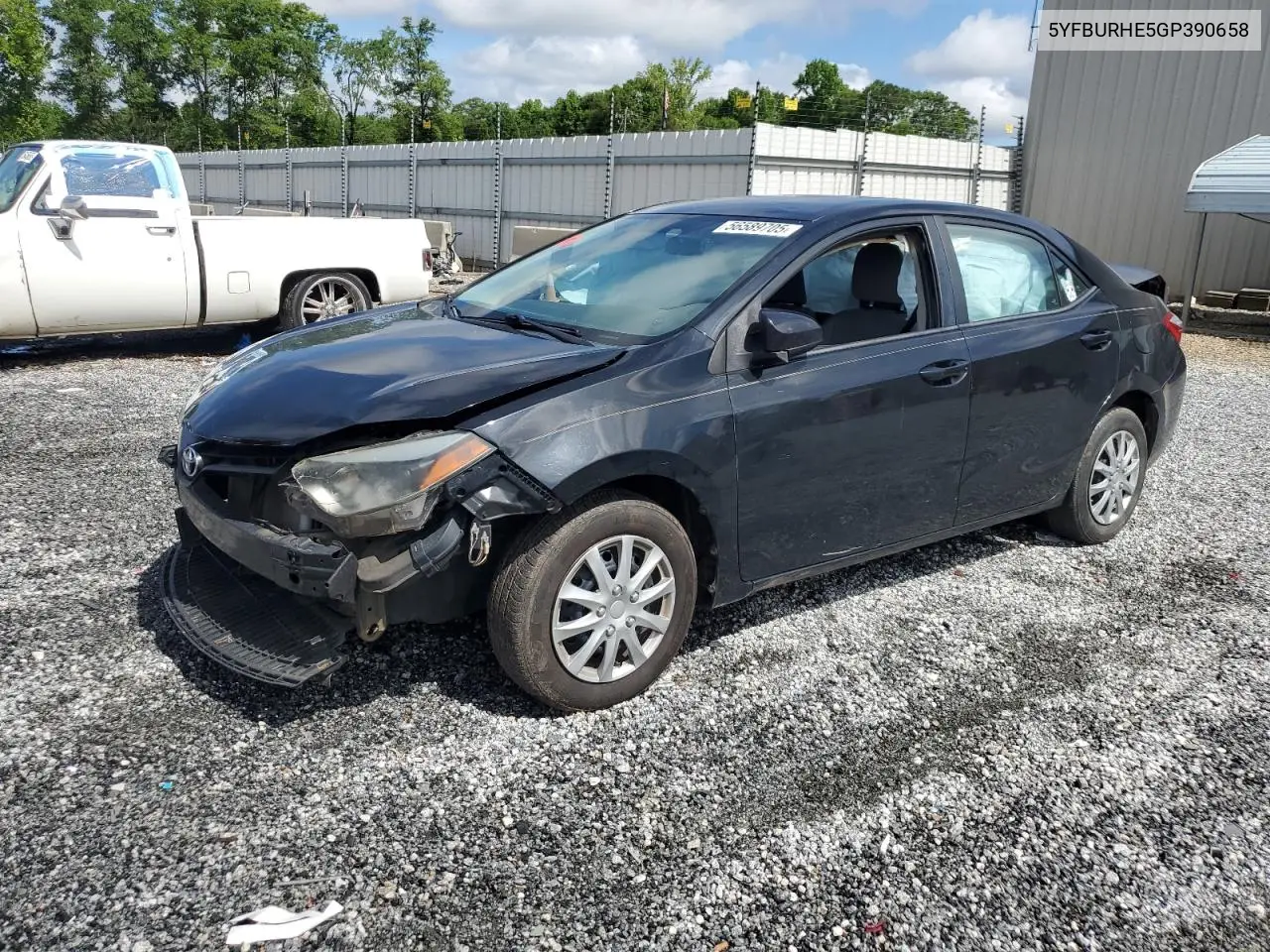 2016 Toyota Corolla L VIN: 5YFBURHE5GP390658 Lot: 56589705