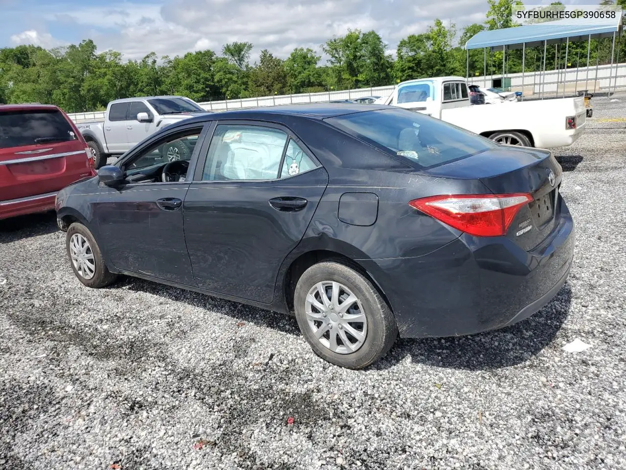 2016 Toyota Corolla L VIN: 5YFBURHE5GP390658 Lot: 56589705
