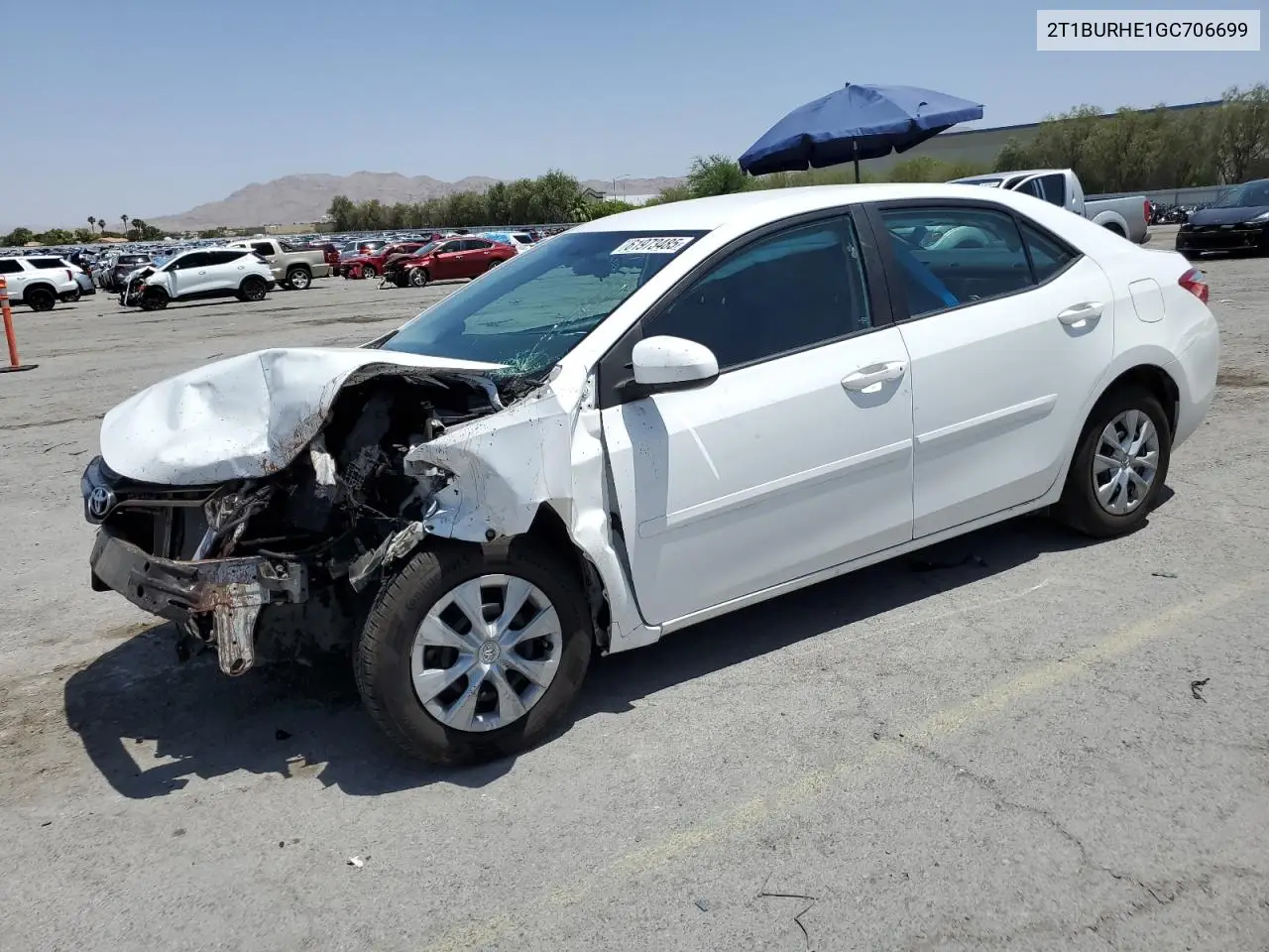 2016 Toyota Corolla L VIN: 2T1BURHE1GC706699 Lot: 61973485