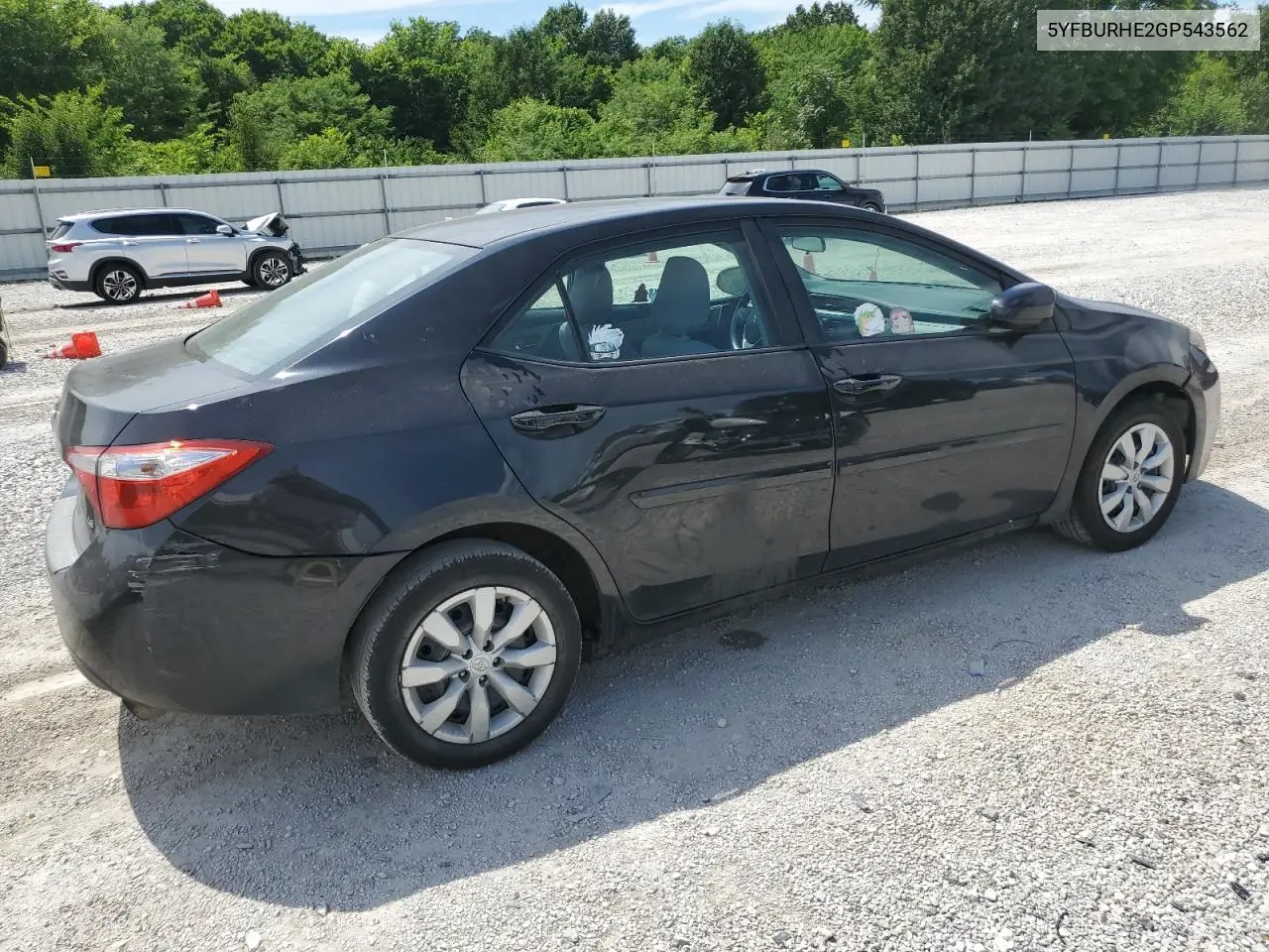 2016 Toyota Corolla L VIN: 5YFBURHE2GP543562 Lot: 62579875