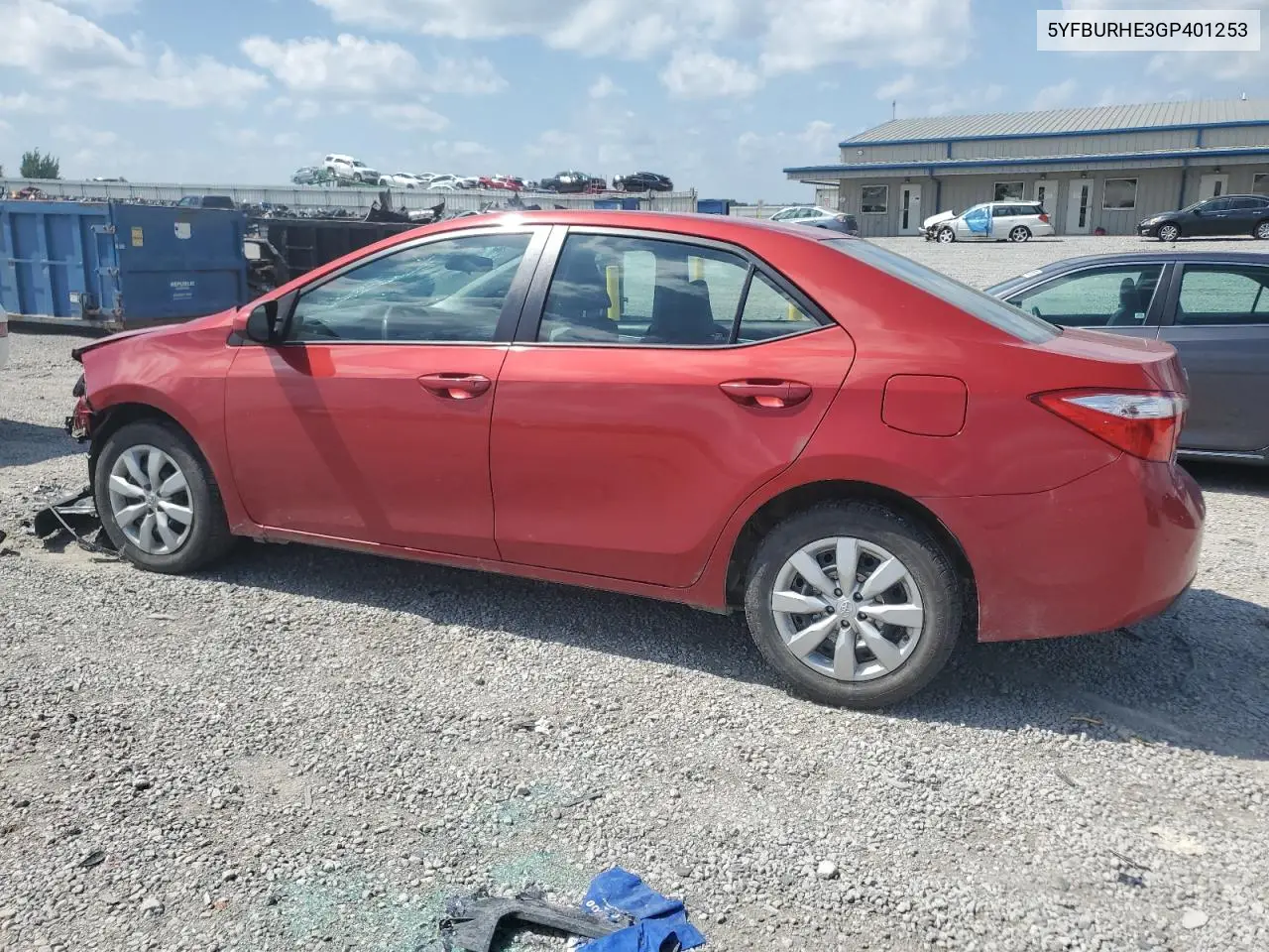 2016 Toyota Corolla L VIN: 5YFBURHE3GP401253 Lot: 63082625