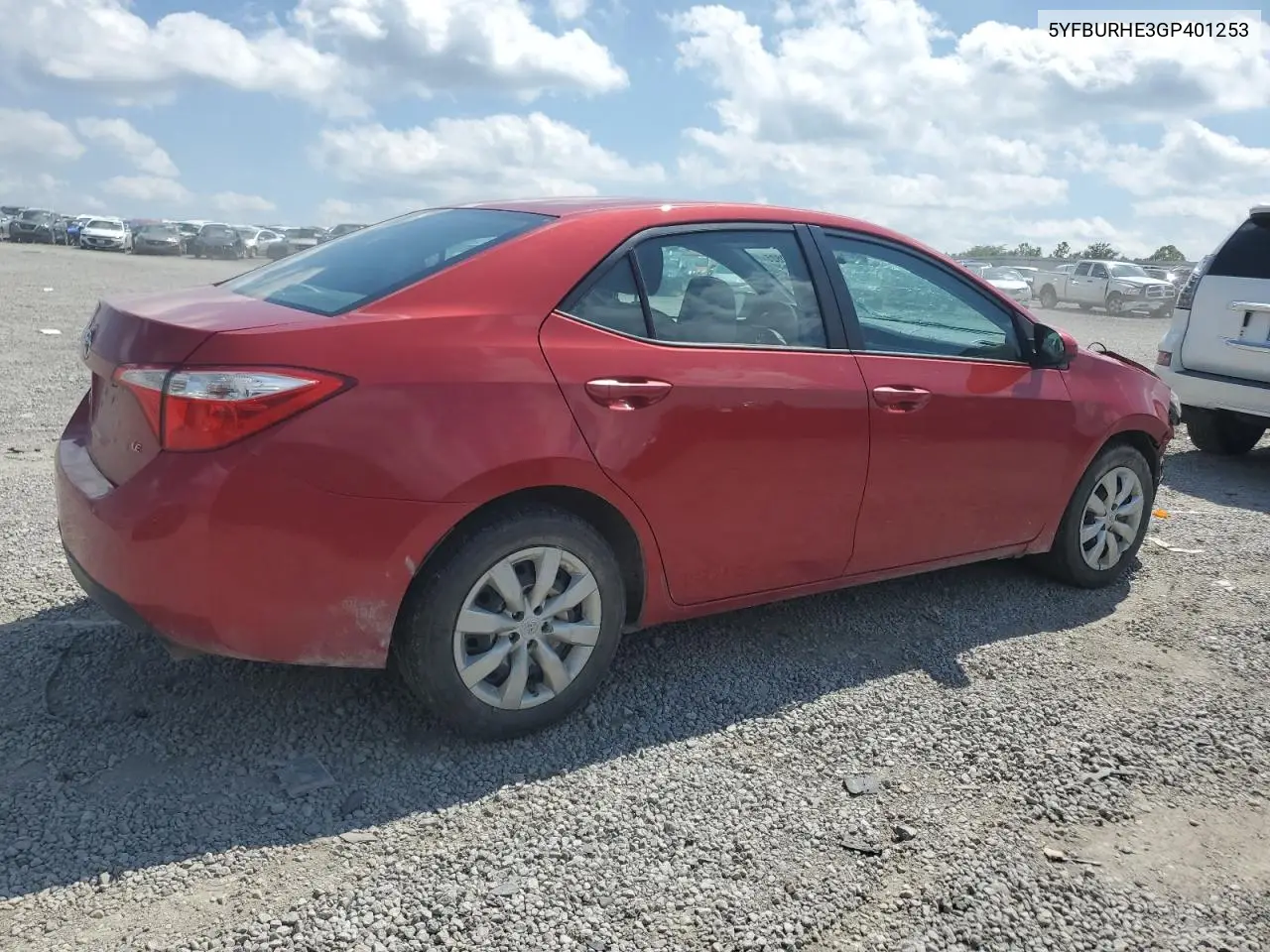2016 Toyota Corolla L VIN: 5YFBURHE3GP401253 Lot: 63082625