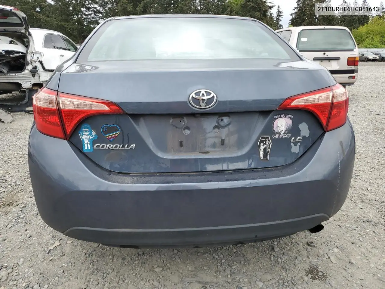 2017 Toyota Corolla L VIN: 2T1BURHE6HC851643 Lot: 57140965