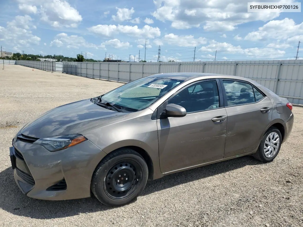 2017 Toyota Corolla L VIN: 5YFBURHEXHP700126 Lot: 63099095