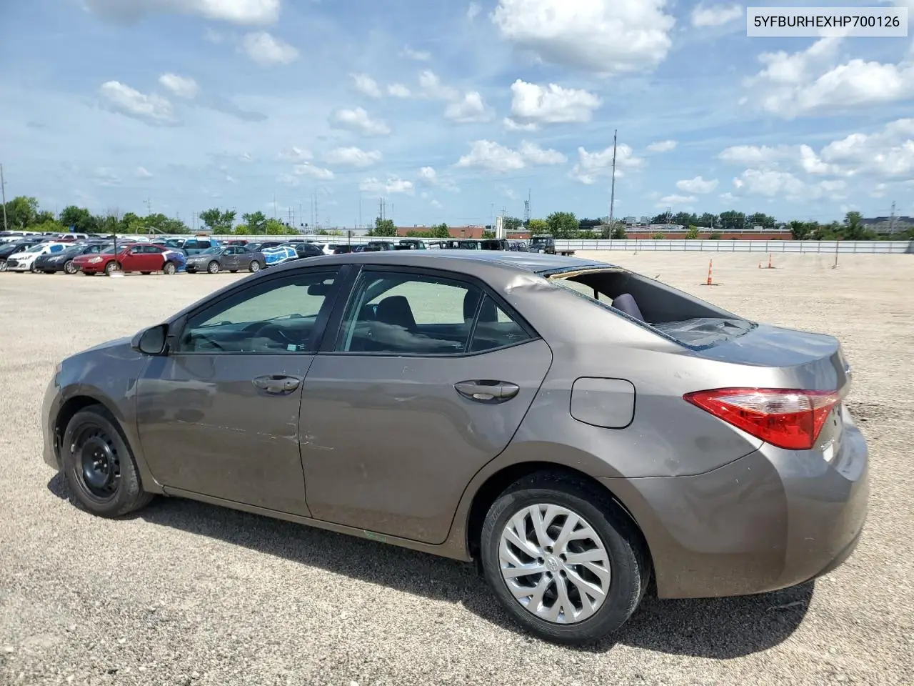 2017 Toyota Corolla L VIN: 5YFBURHEXHP700126 Lot: 63099095