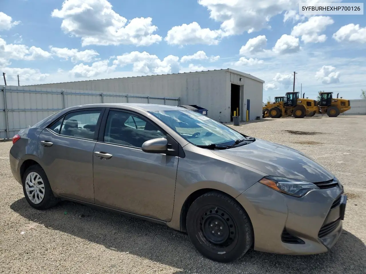 2017 Toyota Corolla L VIN: 5YFBURHEXHP700126 Lot: 63099095